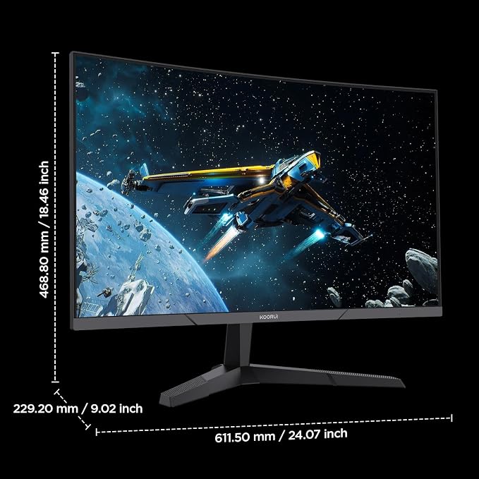 KOORUI 27 Inch Curved Gaming Monitor QHD 180Hz, 1ms 1500R VA Display | 2560×1440 Monitor, Adaptive Sync, 4000:1 Contrast, 90% DCI-P3, Eye Care, HDMI×2 and DP, VESA, FPS & Console Gaming - Image 10