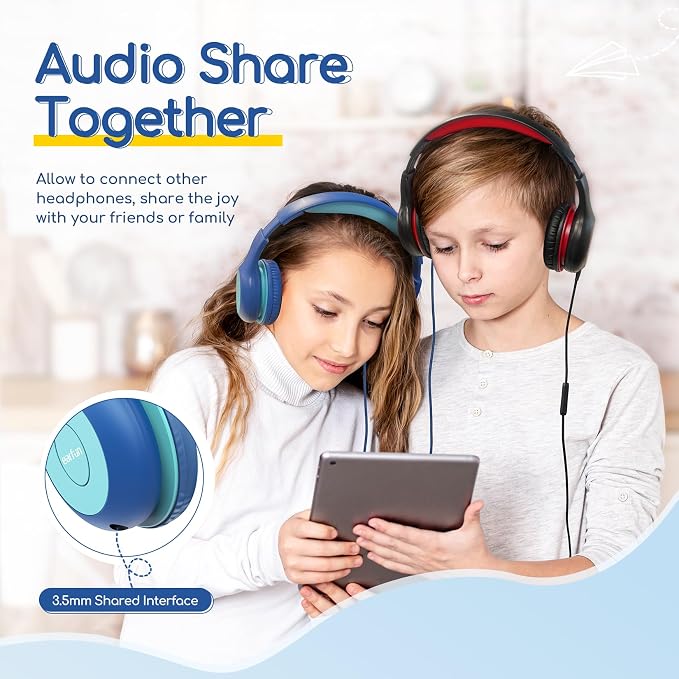 EarFun K1 Kids Headphones Wired with Mic, USB Type C Headphones for Kids | 85/94dB Volume Limit, Portable Wired Headphone with Shareport, Stereo Sound Foldable Headset for School/Toddler/Tablet, Blue - Image 7