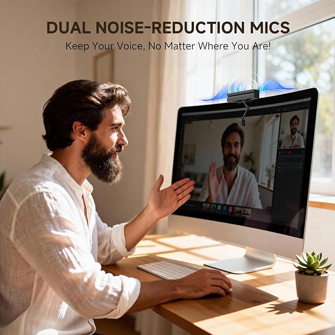 4K Center Screen Webcam, Retractable Middle of Monitor Camera for Sincere Video Calls, Dual-Mode Center Cam & Eye Level Web cam, Middle of Monitor Webcam with Independent Privacy Buttons - Image 6
