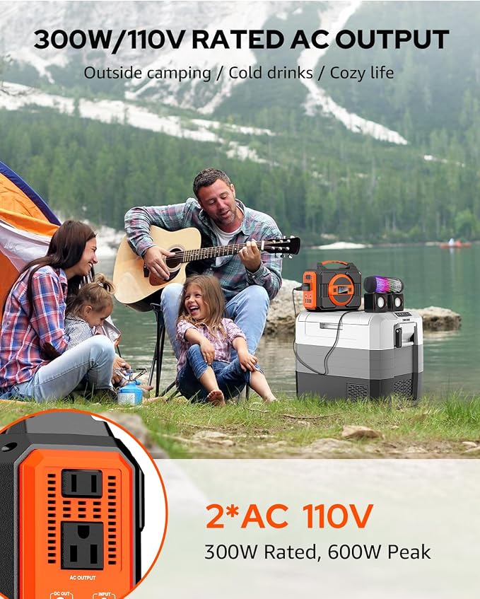 Portable Solar Generator, 300W Portable Power Station with 40W Solar Panel | 220Wh Lithium Battery Power Pack with Pure Sine Wave AC Outlet, Solar Powered Generator for Outdoor Camping RV Van Travel - Image 2