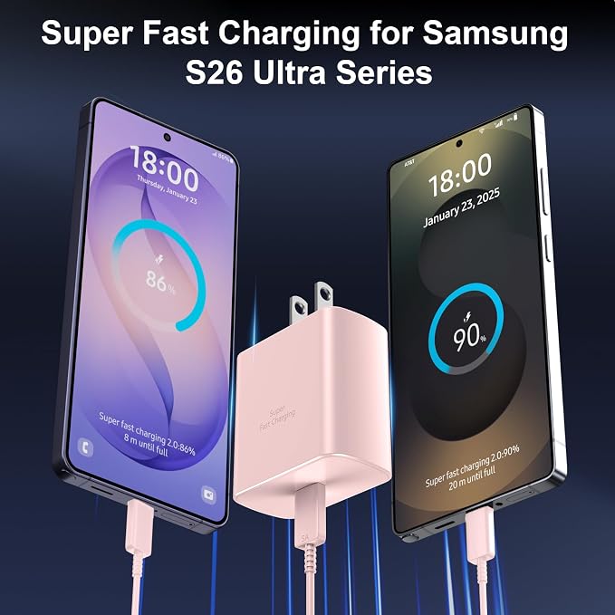 45W USB C Super Fast Charger Type C Charger Fast Charging Android Phone Charger Block with 10FT Type C Charging Cable for Samsung Galaxy S26 Ultra/S26/S26+/S25/S25 Ultra/S25+/S24 Ultra/S23 Ultra/S22 - Image 5