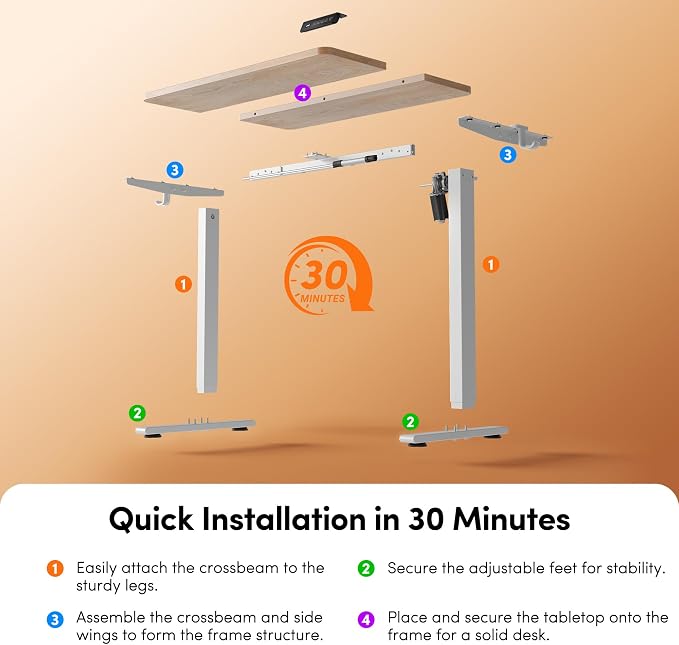 FEZIBO 48 x 24 Inches Electric Standing Desk Adjustable Height, 3 Memory Height Settings, Sit Stand Up Desk for Home Office & Computer Workstation, Maple - Image 9