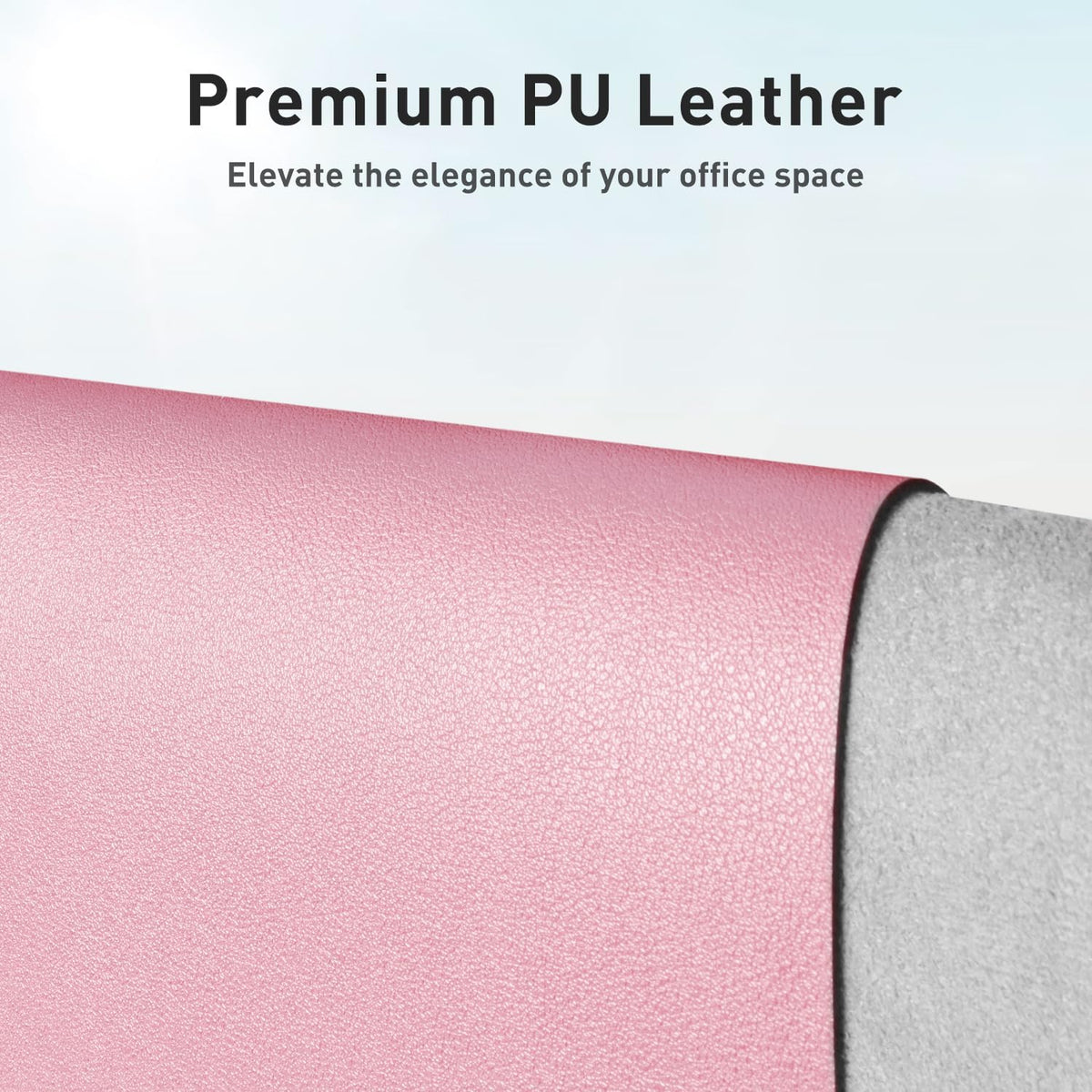 Aothia Faux Leather Desk Mat - Non-Slip PU Leather Desk Blotter, Waterproof Writing Surface, Large Desk Pad for Office & Home (Fairy Pink, 55" x 17") - Image 2