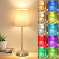 Wowag Cordless Table Lamp Rechargeable,5000mAh Battery Operated Desk Lamp,3 Colors & 7 RGB Stepless Dimmable,Touch Control Ambient Light for Bedside,Bedroom,Dining Room,Living Room,Gold,WhiteShade by Wowag