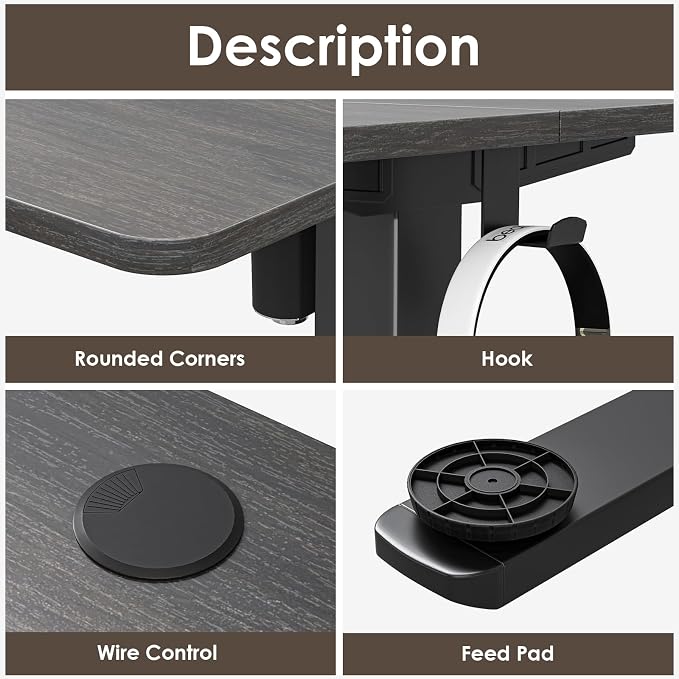Electric Standing Desk Adjustable Height Sit Stand Home Office Desk with Splice Board - Image 7
