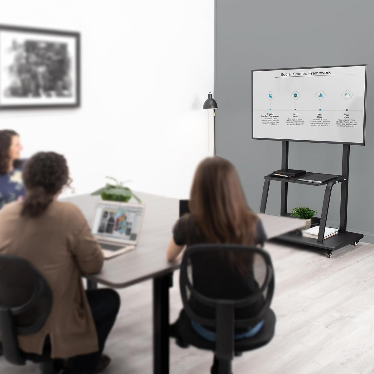 VIVO Mobile TV Cart with Dual Level Shelving for 42-100 in Screens - Image 7