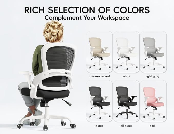 TRALT Office Chair - Ergonomic Office Chair with Back Support for Adults | Home Office Desk Chair with Lumbar Support - Ergonomic Mesh Chairs 330 lb Wide Seat for Work,Office, Gaming(White Black) - Image 9