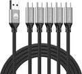 USB to USB C Cable 3FT 5 Pack, Type C Fast Charger Cord | 3A braided USB A to C charging cords for iPhone 17 16 15, car, office, Samsung Galaxy, LG and Type C devices.(Silver) by SMALLElectric
