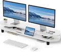 AFOOYO 2 Tier Dual Monitor Stand Riser,Wider Board Computer Monitor Stand for 2 Monitors,Slot For Phone/Tablet Office Desktop Organizer for Laptop,PC,Computer,Printer,White by AFOOYO