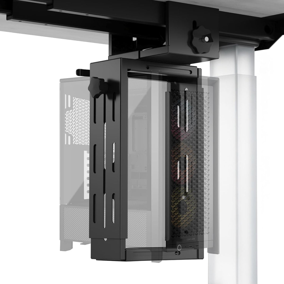 Under Desk PC Mount, No Drill Clamp On Computer Mount for Standing Desk by DERSITE