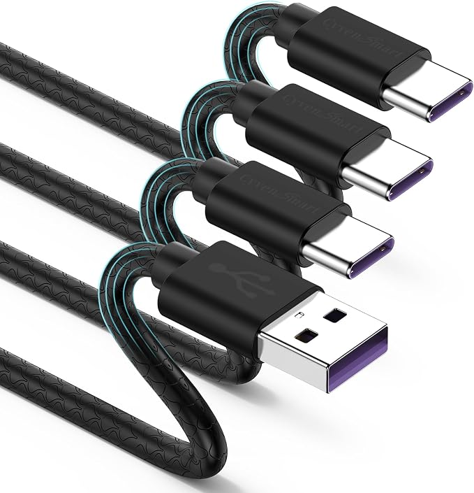 CyvenSmart USB Type C Cable 6ft, [2 Pack] USB A 2.0 to USB-C Fast Charger Durable TPE Cord Compatible with Samsung Galaxy A10/A20/A51/S10/S9/S8 Plus/Note 9/8,LG V50 V40 G8 G7 Thinq-Black by CyvenSmart