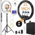 MACTREM Large 22" Ring Light for iPad iPhone with 75" Tripod Stand Barber | LCD Display,2 Usb Ports, Fits Ipad/Tablet 12.9", 2600k-6500k Color Temperature, for Barber/Tattoo Tiktok Video Recording Vlog by MACTREM