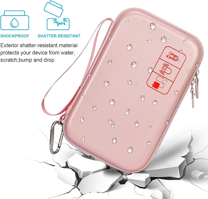 Elonbo Hard Travel Cords Organizer Universal Small Electronic Accessories Carrying Case for Chargers Cable MacBook Adapter Magic Mouse Apple Pencil USB Flash Disk Tech Portable Storage Bag, Rose Gold - Image 6