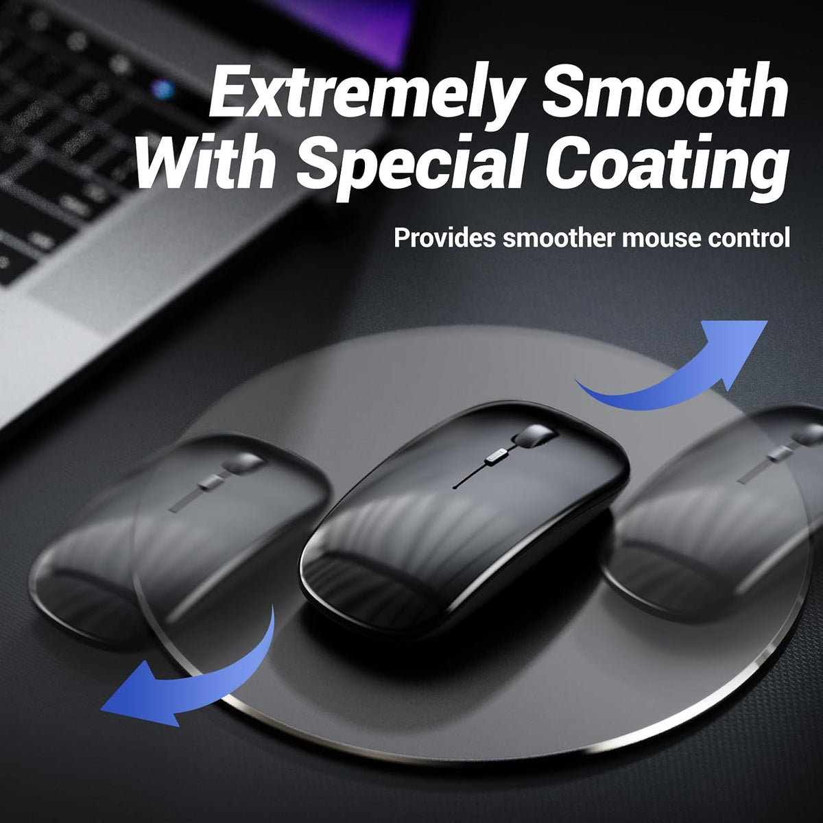HONKID Metal Aluminum Mouse Pad, Thin Hard Mousepad 7.87 * 7.87 Round Grey - Image 5