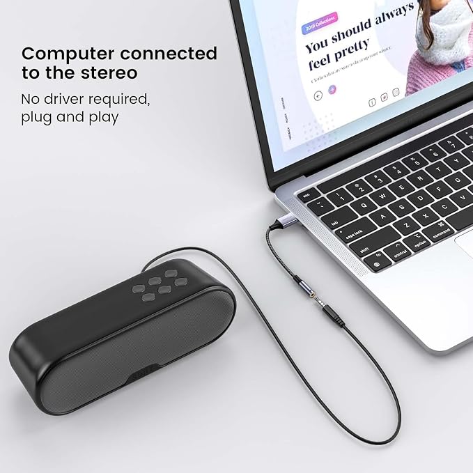 MOSWAG USB to 3.5mm Jack Audio Adapter External Stereo Sound Card | Mic TRRS, no driver required, Nylon Braided, USB to Aux Compatible with Windows PC Laptop Mac Linux Speaker PS4, 7.84 Inch - Image 5