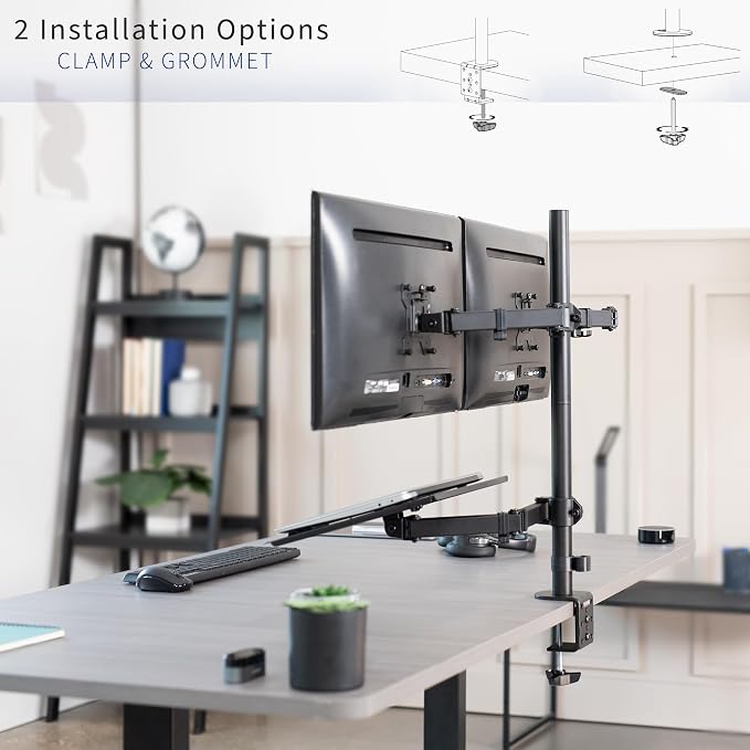 VIVO Laptop and Dual 13 to 27 inch LCD Monitor Stand up Desk Mount, Tall Adjustable Stand, Fits Laptops up to 17 inches, Black, STAND-V012J - Image 8