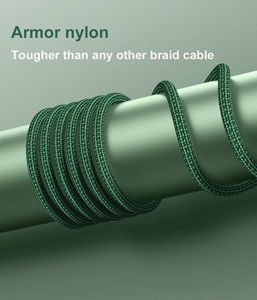 USB to USB C Cable Fast Charging 10FT USB A to USB C Charger Cord, Upgraded | Extra Durable Braided USBC Cable Compatible with iPhone 17 16 15 Pro Max,Samsung Galaxy S10 S9 Plus More-Green 2 Pack - Image 8
