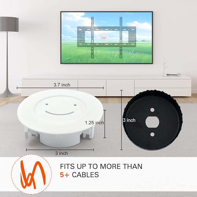 in Wall Cable Management Kit for TV – 2 Pass Throughs, Hole Saw Tool | In-wall TV cable management kit with 2 pass throughs and hole saw, hides HDMI and power cable for clean wall mounted TV setup - Image 4