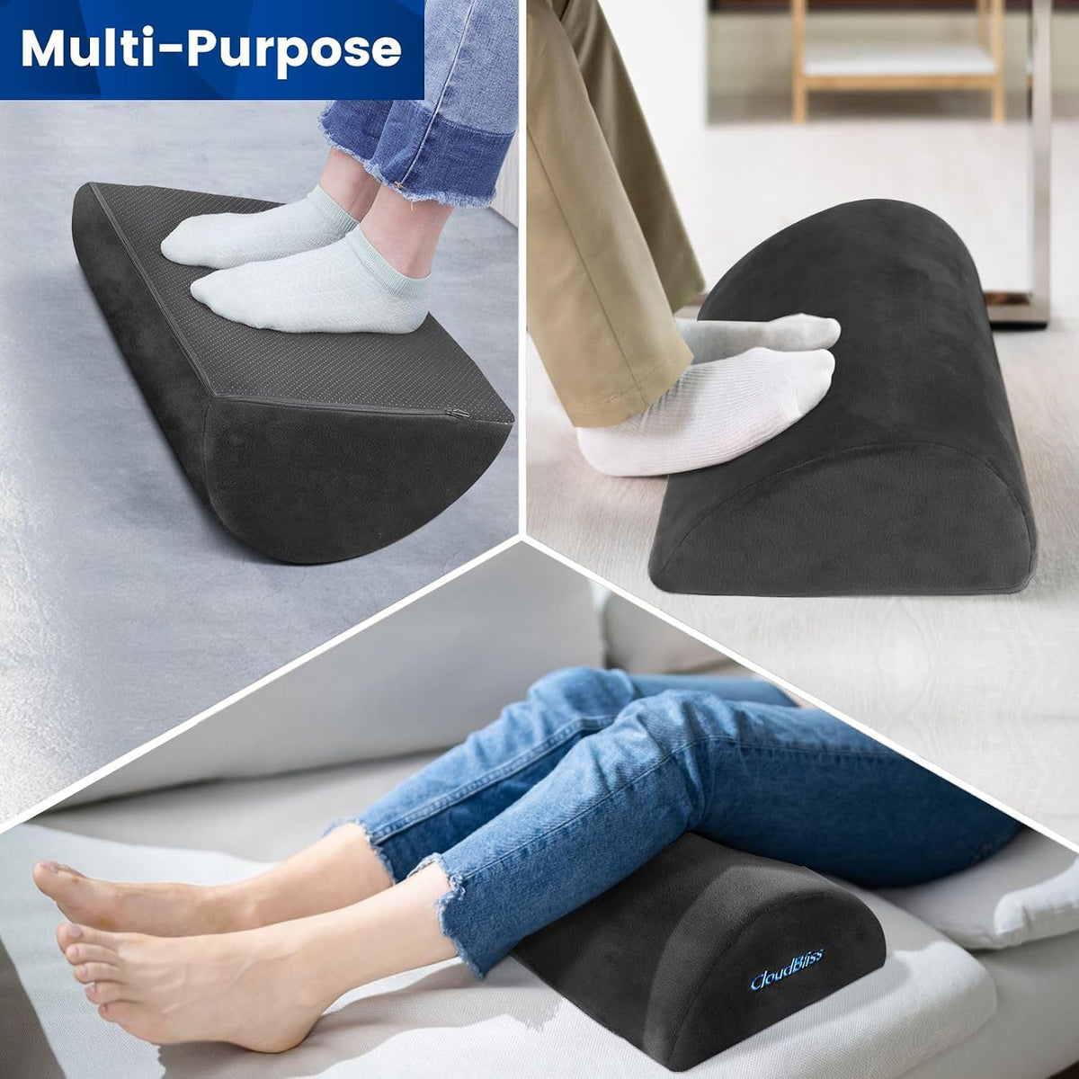 Foot Rest for Under Desk at Work, Foot Stool for Office, Footrest, Gray - Image 7