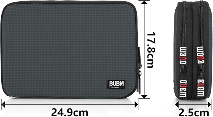BUBM Double Layer Electronic Accessories Organizer, Travel Gear Bag for Cables, USB Flash Drive, Plug and More, Perfect Size Fits for iPad mini (Medium, Gray) | Travel Gadget Bag for Cables, USB Flash Drive, Plug and More, Perfect Size Fits for iPad Mini - Image 6