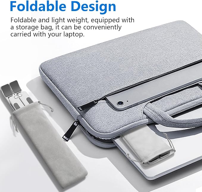 Laptop Stand for Desk, Aluminum Metal MacBook Stand，Computer Riser for Desk, Portable Foldable Adjustable Notebook Holder, Compatible with 10-15.6 Inch Laptops, iPad, Silver. - Image 7