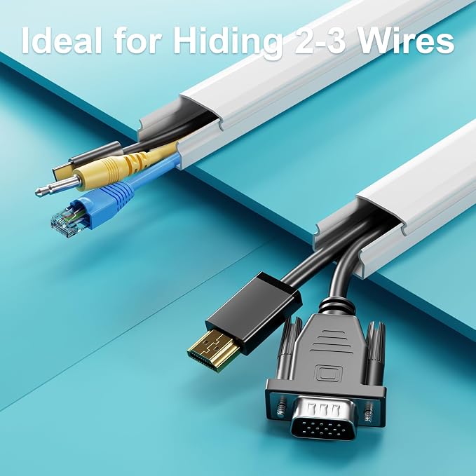 Yecaye 42in Cord Covers for Wall Mounted TV, W0.98in H0.51in, White | Medium Cord Hider for 3 Cords, Cable Management Kit, Wire Hiders Concealer on Wall - Image 4