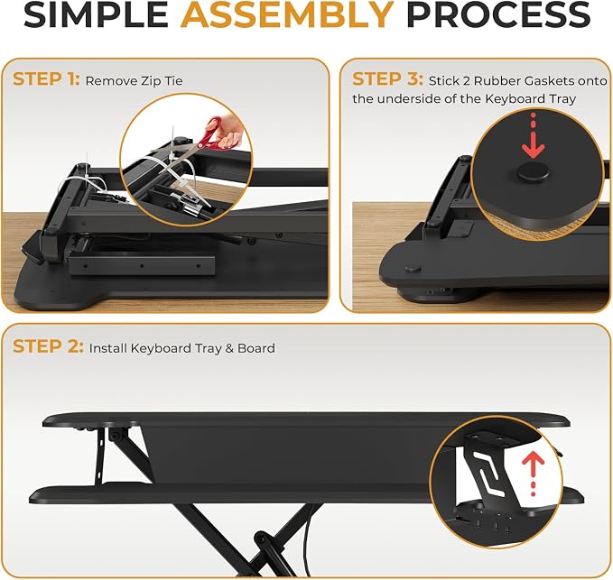 JOY worker Standing Desk Converter, 32" Height Adjustable Desk Riser, Black | Sit Stand Up Desktop Riser with Keyboard Tray & 6 Fridge Magnets, Desk Workstation Converter for Home Office Computer Laptop - Image 8