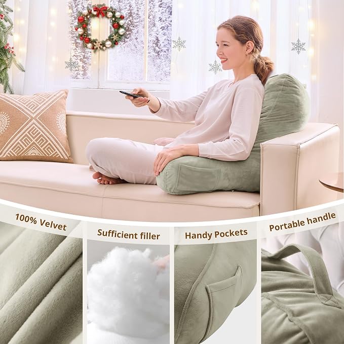 Sasttie Reading Pillow for Bed, Back Pillow for Sitting Up, Linen | 21" Backrest Support Cushion for Couch, Sofa, and Floor, Dorm Essentials, OEKO-TEX, Adjustable Down Alternative Fill - Image 5