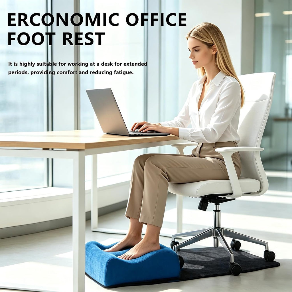 Foot Rest for Under Desk at Work, Ergonomic Footrest Multifunctional 3-Tier Foot Stool, Support Foot Pillow for Office Chair Gaming Chair Leg Elevation Pillow (Blue, One Size) - Image 3