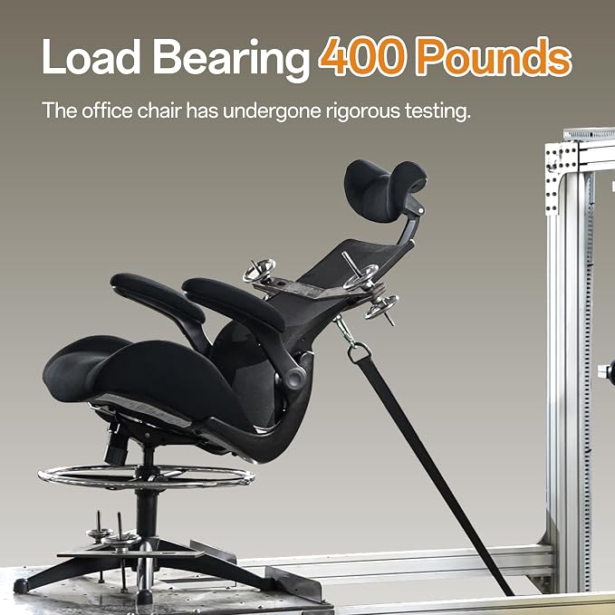 BOLISS Drafting Tall Office Chair 400lbs High Back Standing Desk Chair | Comfortable Wide Chair with Flip up Armrests, Adjustable Headrest,Molded Foam Seat, Lumbar Cushion, Adjustable Big FootRing - Image 4