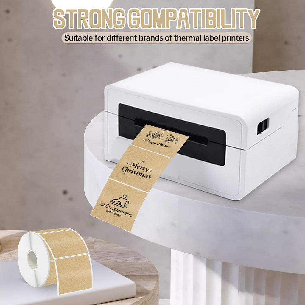 Starboling 2"x2"Square Thermal Labels,Self-Adhesive Thermal Sticker Printer Labels for Small Business,Address,Color Coding（Kraft） - Image 4