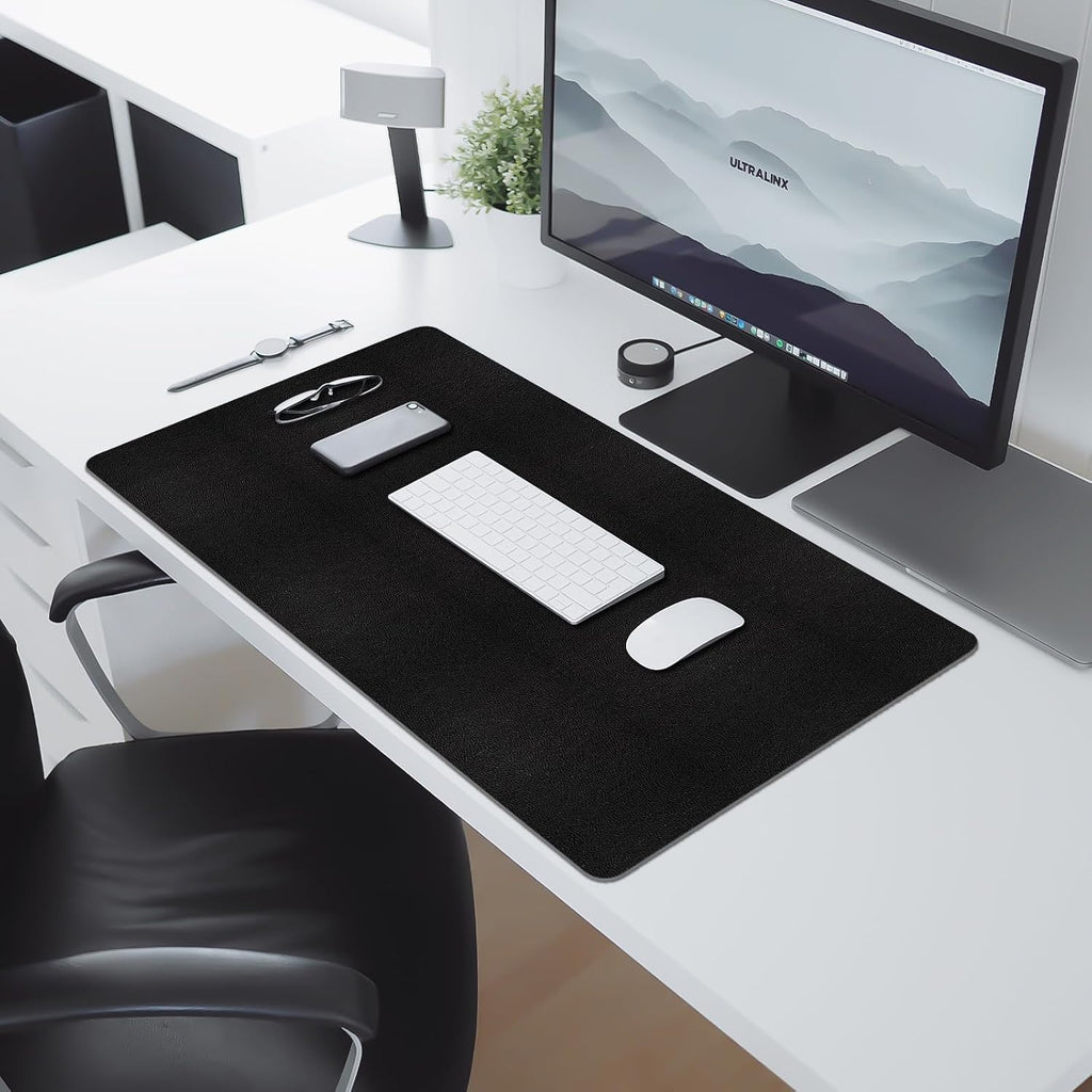 Leather Desk Pad Mat, Black Desk Mat, 23.6" x 13.7" - Image 6