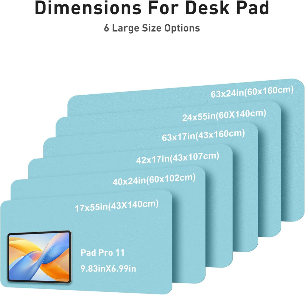 Aothia Faux Leather Desk Mat - Large Mouse Pad, Non-Slip PU Leather Blotter, Waterproof Writing Surface for Office and Home (Blue Topaz, 63" x 17") - Image 5