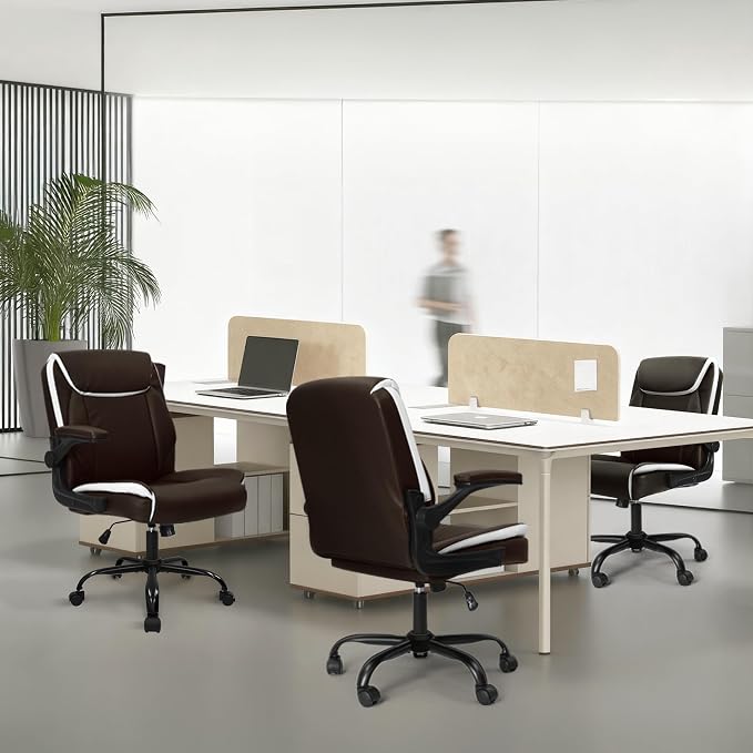 NEO CHAIR PU Leather Office Desk Chair with Adjustable Arms, Brown | Ergonomic Mid Back Computer Desk Chair Comfy with Wheels Swivel Rolling for Home Office Gaming Study - Image 9
