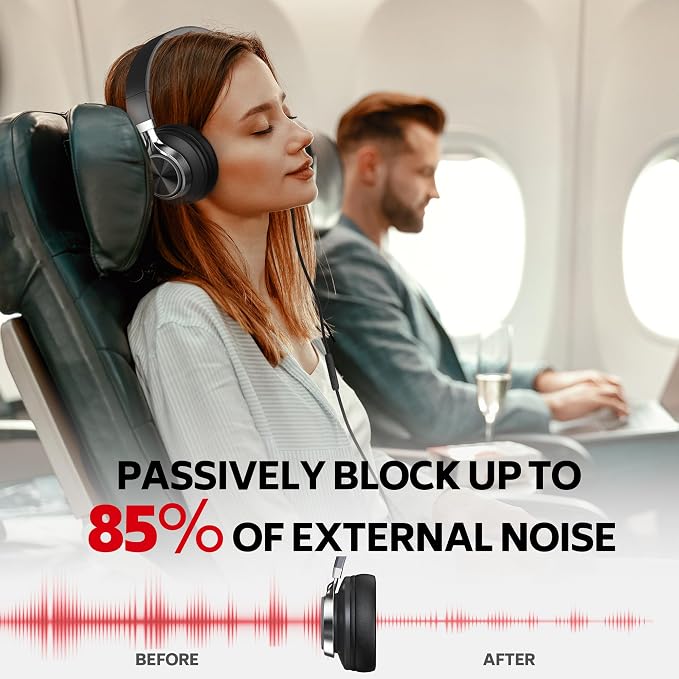 AC01 Headphones Wired Over Ear with Mic Volume Control, Black Grey | Passive Noise Isolating Corded Stereo Headsets for Adults Teens Kids 3.5mm for School, Classroom, Laptop, Chromebook, Travel - Image 4