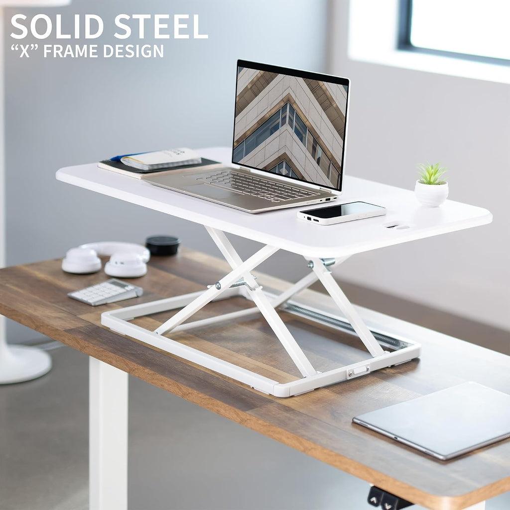 VIVO Single Top Standing Desk Converter, 32" White Top - Image 4