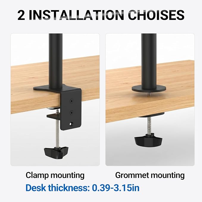 GRIFEMA Monitor Mount for 13-32 in, Dual Monitor Arm, Up to 19.8 Lbs Each | Full Motion Adjustable Height, 360° Rotate, Tilt, Swivel, Easy Install, VESA 75/100 mm, Monitor Stand for Home Office Gaming - Image 7