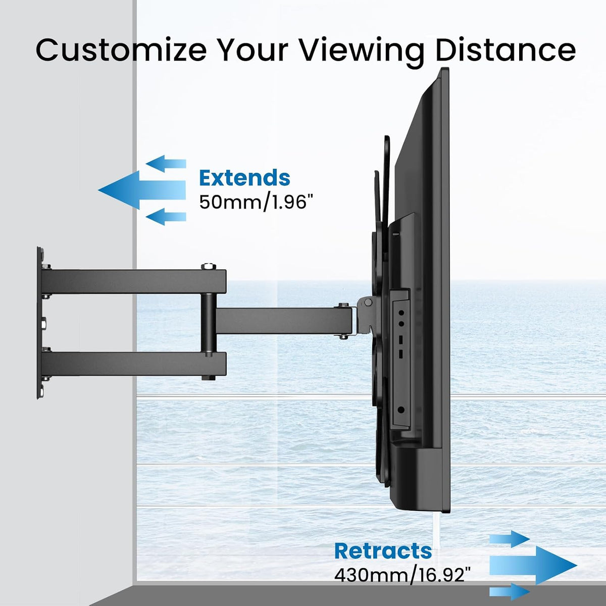 TV Wall Mount for Most 14-60 Inch TVs, Full Motion TV Mount with Perfect Center Design, Extension Tilt Swivel TV Mount Articulating Mount Max 400x400mm - Image 3