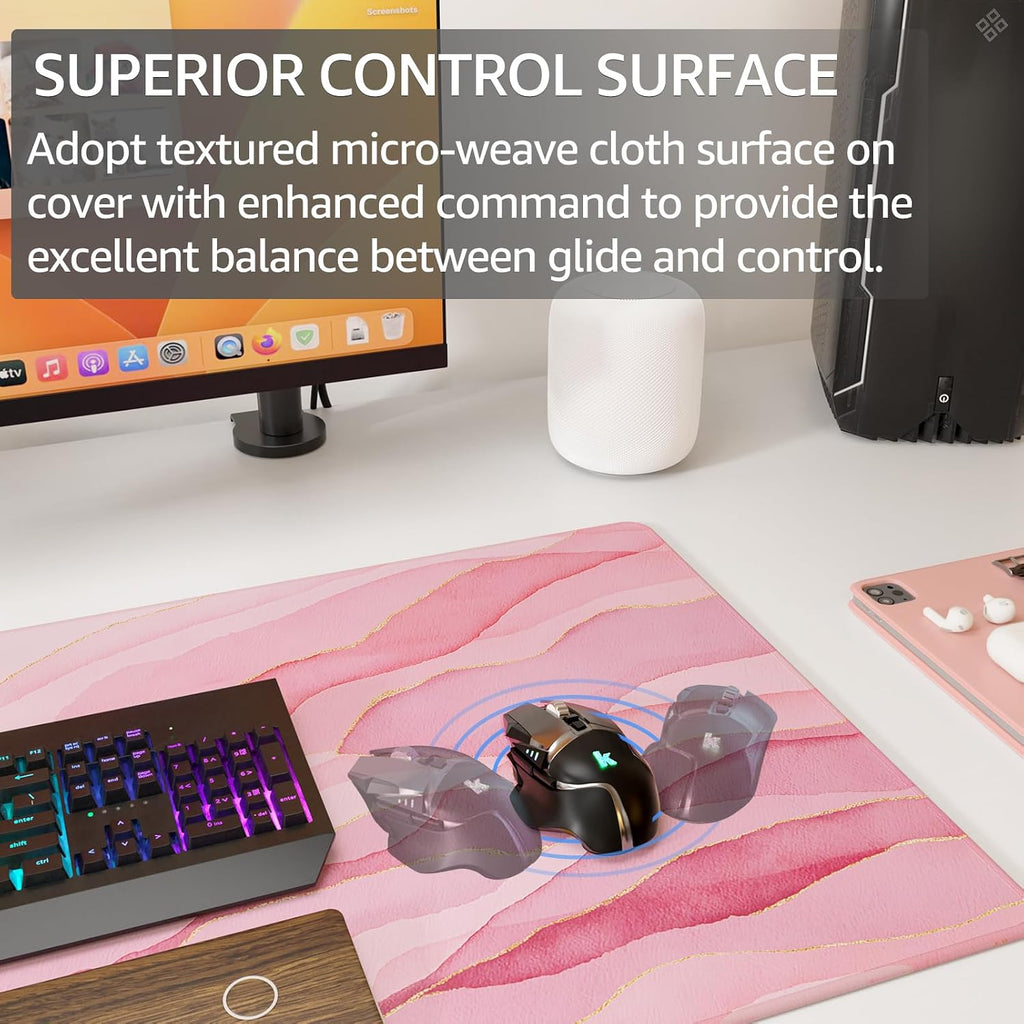 KTRIO Large Gaming Mouse Pad, Desk Mat, 31.5 x 15.7 in, Pink Glow, XXL - Image 2