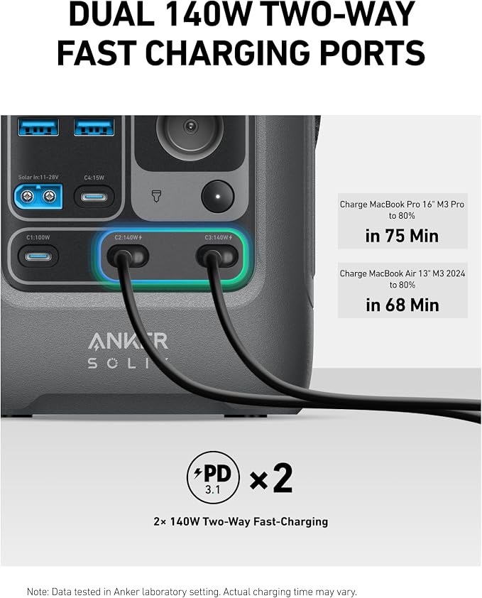 Anker SOLIX C300 DC Power Bank Station, Outdoor 288Wh Portable Power Station, LiFePO4 Battery, 300W Solar Generator, for Camping, Traveling, and Emergencies (No Wall Charger Included) - Image 5