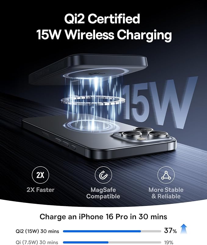 Baseus for MagSafe Portable Charger, Qi2 Certified 15W Wireless Magnetic Power Bank 10000mAh with USB-C Cable 22.5W PD Charging, Battery Pack Compatible with iPhone 17/16/15/14/13 Pro/Pro Max Series - Image 2
