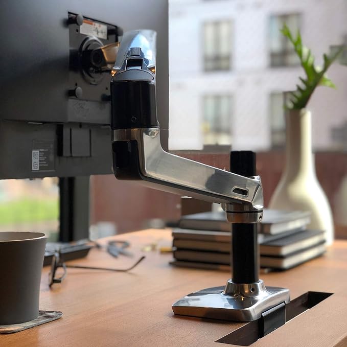 Ergotron – LX Monitor Arm, Single Monitor Desk Mount – fits Flat Curved Ultrawide Computer Monitors up to 34 Inches, 7 to 25 lbs, VESA 75x75mm or 100x100mm – Polished Aluminum - Image 3