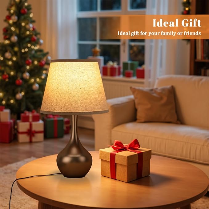 16.1" Touch Table Lamp for Nightstand, 3 Way Dimmable Small Bedroom Lamp | Touch Control, Bulb Included, Brown Bedside Lamps for Desk, Night Stands, Living Room, End Table, Corded - Image 4