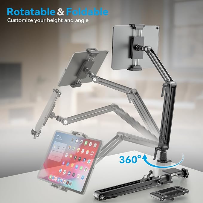 Jakeko Magnetic Portable Monitor Stand 15.6" - up to 16" 18.5" 22 inch Tablet Holder for iPad VESA Mount 75mm for Desk Adjustable Foldable 360° Swivel (Up to 16.5'') - Image 6