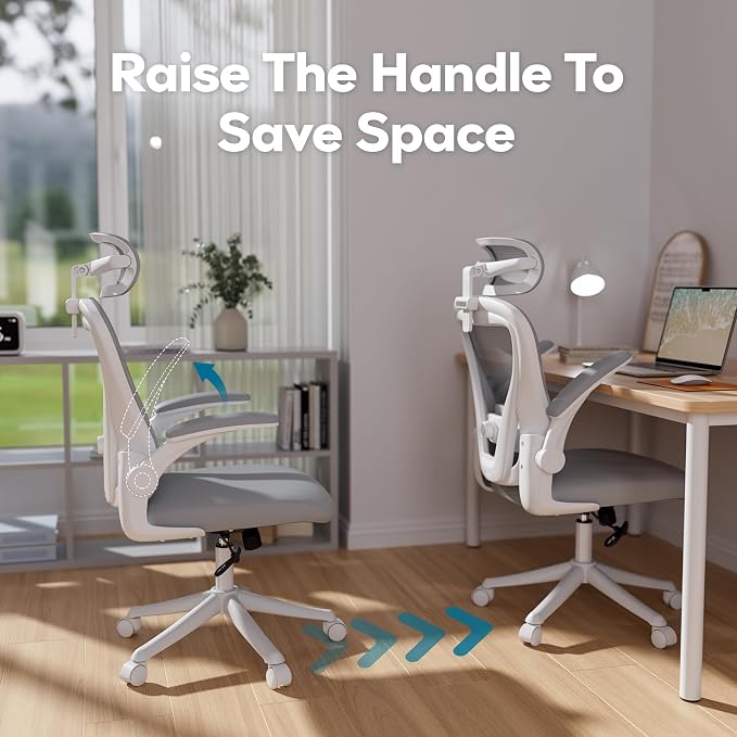 Ergonomic Office Chair with Memory Foam Seat, Computer Desk Chair | 3.5" Memory Foam Cushion, 3D Adjustable Headrest, Lumbar Support, Flip-Up Armrests, Breathable Mesh, 330LBS Weight Capacity - Image 6