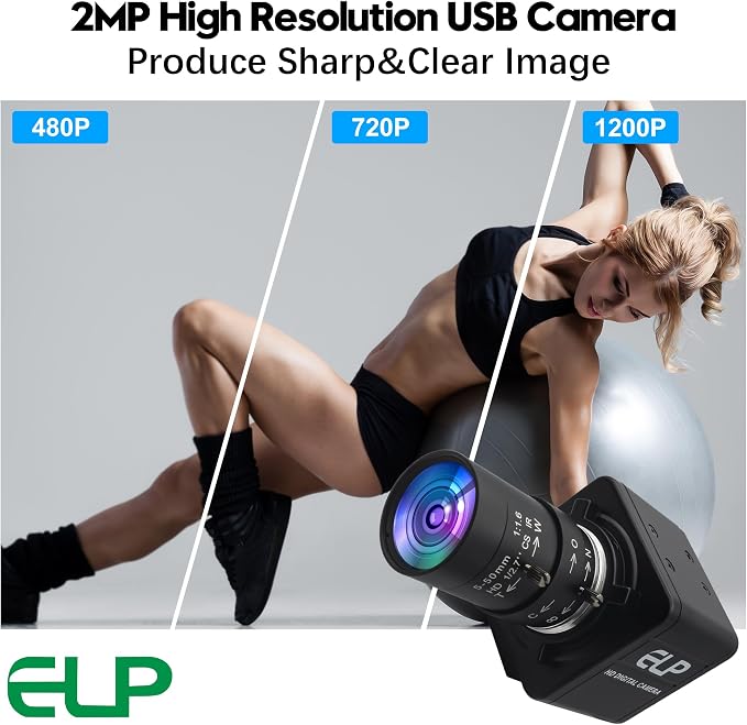ELP Global Shutter USB Camera, Manual Zoom Telephoto UVC USB2.0 High Speed 1080P 90fps Lightburn Cameras for Laser, Variable Focus AR0234 Close-up Webcam for Computer - Image 8