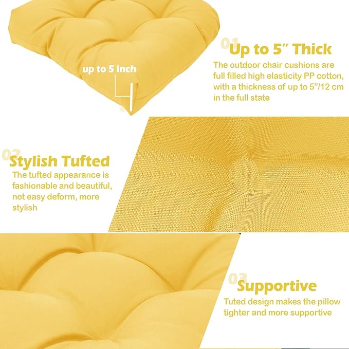 MTMR 2Pcs Outdoor Chair Cushions, Patio Furniture Seat Pads, Waterproof | 2Pcs , waterproof cover, PP cotton, u-shaped, no-fading, thick patio seat pads for outdoor wicker furniture in yard, 19x19x4 - Image 6