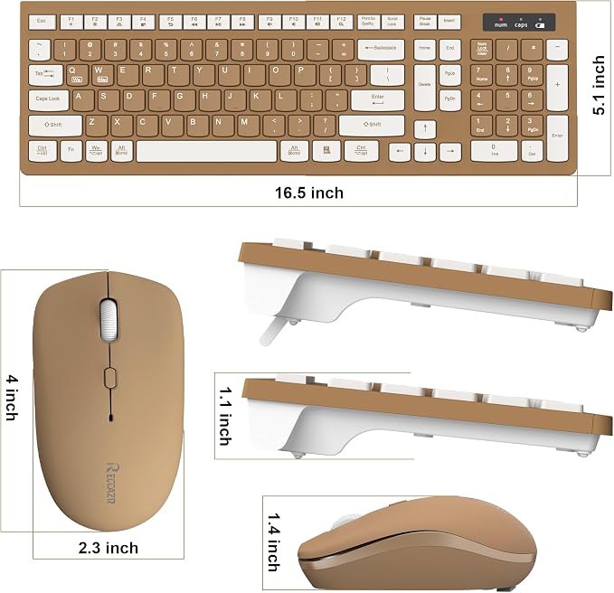 Wireless Keyboard and Mouse Combo Silent for Office and Home(Mocha Color-A) | 2.4G Full Size Silent Cordless Keyboard with Tilt Legs,3-Level DPI Quiet Mouse,for Windows/Mac OS/Desktop/Laptop/PC - Image 9