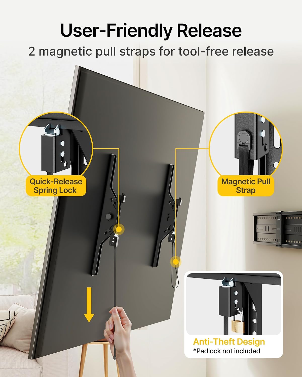 monTEK Heavy Duty Tilting TV Wall Mount Bracket for 60-120" TVs, Max 330lbs - Image 5