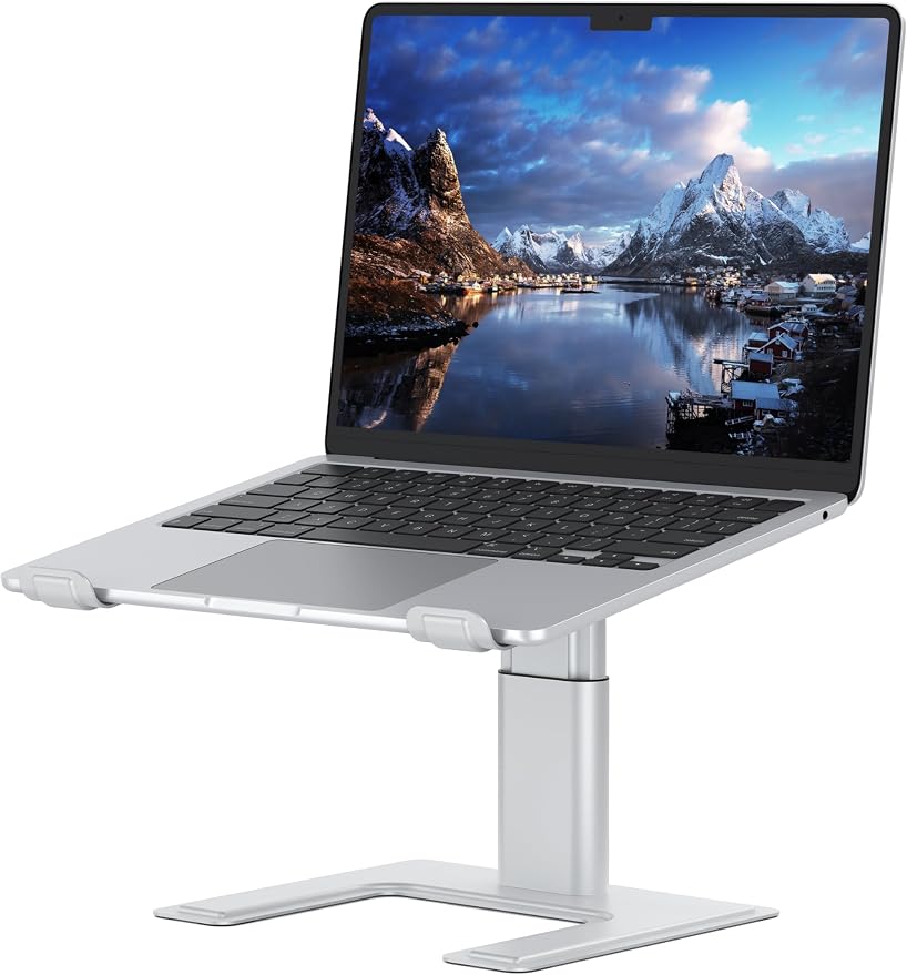 ALASHI Laptop Stand for Desk, Computer Stand Adjustable Height, Ergonomic Notebook Laptop Riser, Aluminum Metal Holder Compatible with 10 to 17.3 Inches Notebook PC Computer, Silver by ALASHImakeyourlifesimplerandeasier%EF%BC%81